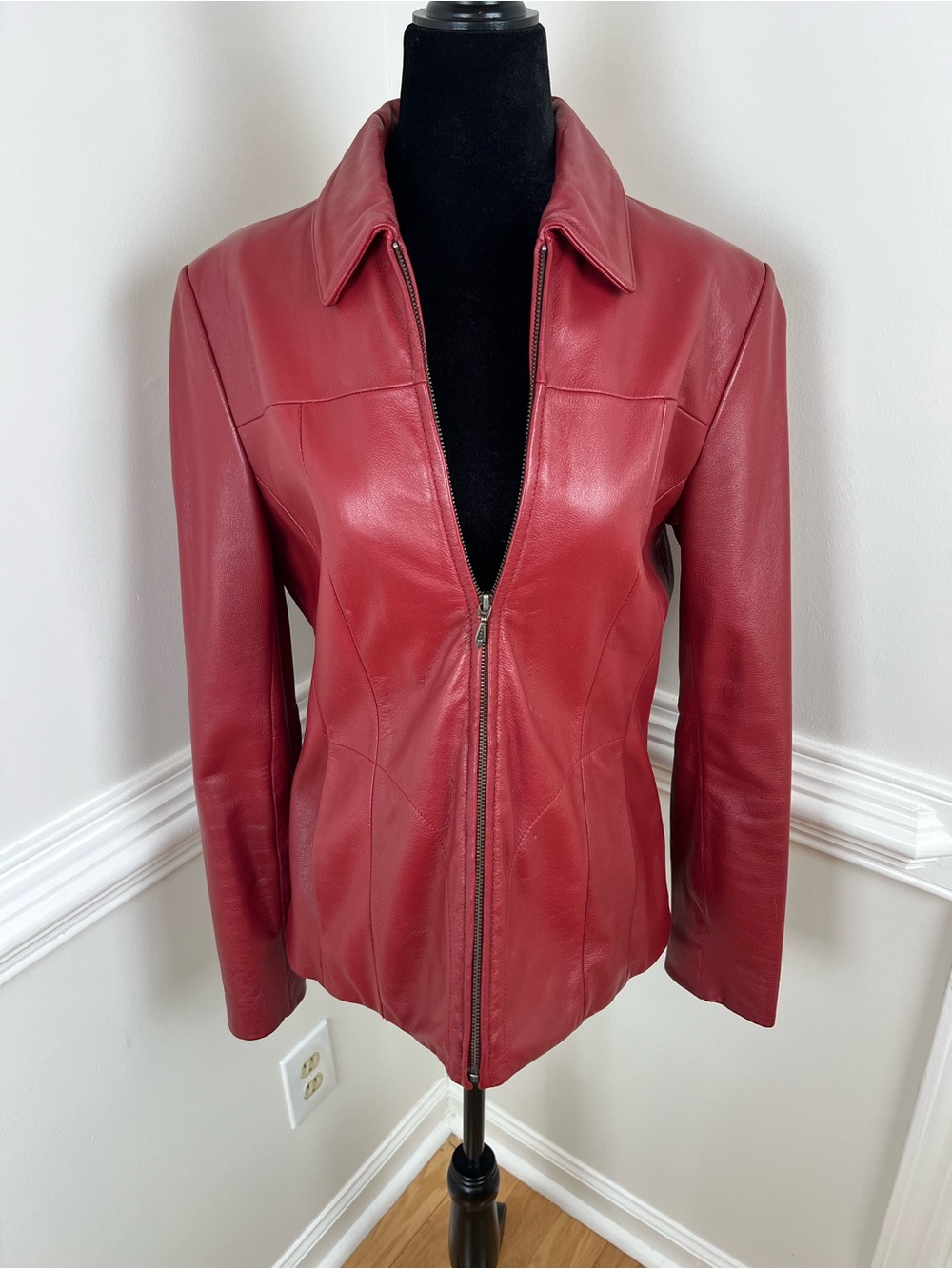 Vintage Wilsons Leather Red Genuine Leather Zip Jacket Size S - Excellent Shape